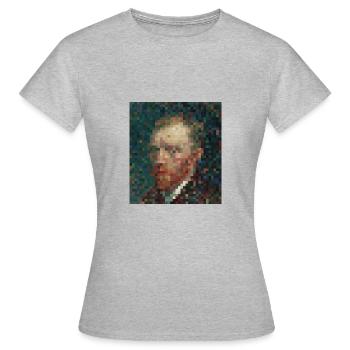 Van Gogh verpixelt farbig - Frauen T-Shirt - Grau meliert - Vorne - AI Model Female 172 dark (172cm)
