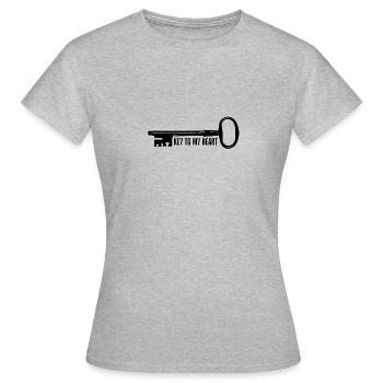 La clé de mon cœur - T-shirt Femme - gris chiné - Devant - AI Model Female 172 dark (172cm)