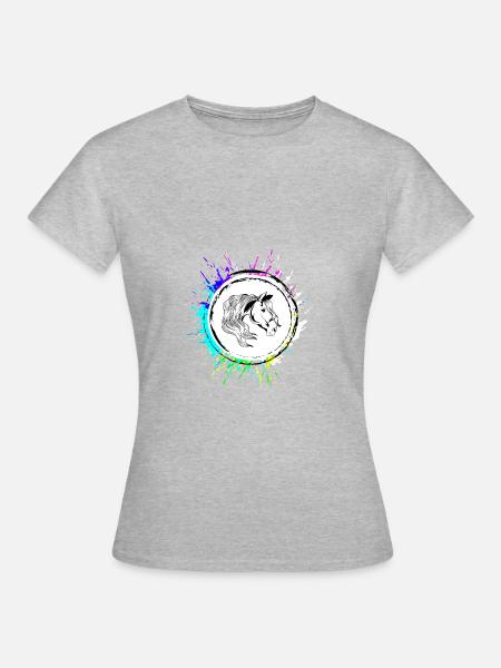 Pferd Kopf - Frauen T-Shirt - Grau meliert