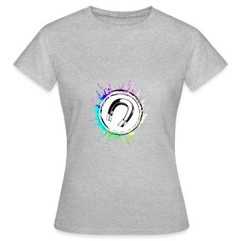 Hufeisen magnet - Frauen T-Shirt - Grau meliert - Vorne - AI Model Female 172 dark (172cm)