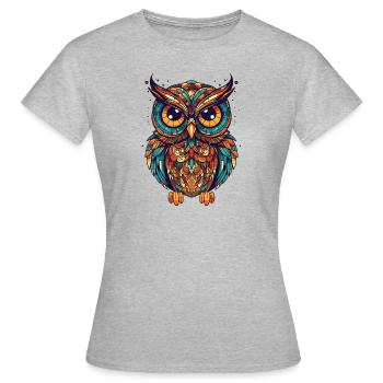 Élégant Hibou Coloré Indie Rétro - T-shirt Femme - gris chiné - Devant - AI Model Female 172 dark (172cm)