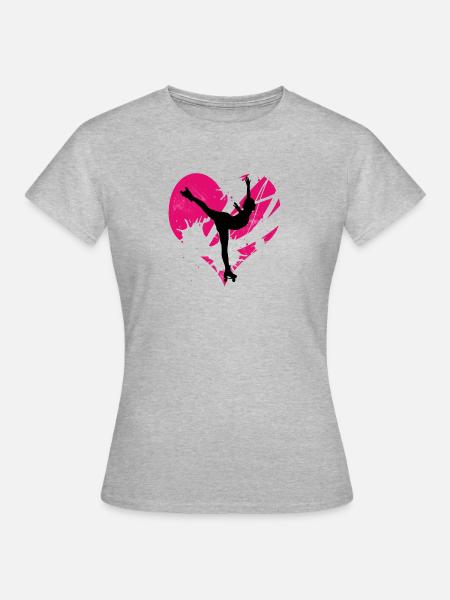 Herz Rollkunstlauf Flieger 1 - Frauen T-Shirt - Grau meliert