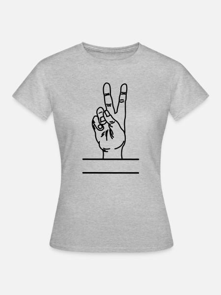 Textraum mit Handgeste Frieden - Frauen T-Shirt - Grau meliert