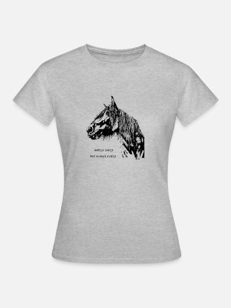 DIRTY BUT FLIRTY - Irish Cob/Tinker - Frauen T-Shirt - Grau meliert
