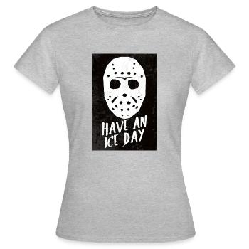 Masque de hockey ayez une affiche de jour de glace - T-shirt Femme - gris chiné - Devant - AI Model Female 172 dark (172cm)