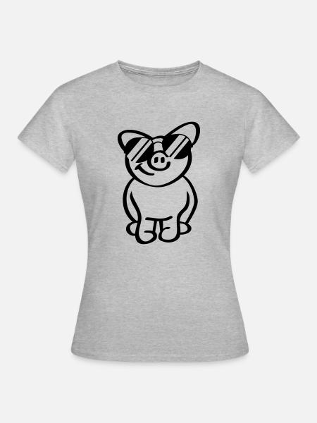 Cool Pig - Frauen T-Shirt - Grau meliert