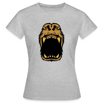 offener Mund großer Mund brüllt - Frauen T-Shirt - Grau meliert - Vorne - AI Model Female 172 dark (172cm)