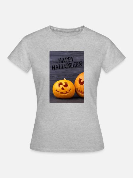 Happy Halloween - Frauen T-Shirt - Grau meliert