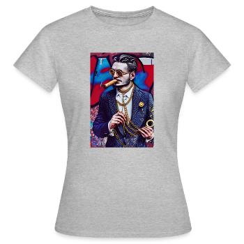 Homme en costume | graffiti pop art moderne - T-shirt Femme - gris chiné - Devant - AI Model Female 172 dark (172cm)