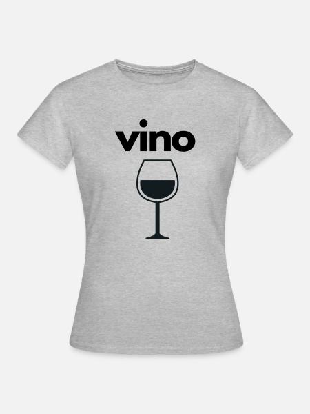 Weinglas - Vino - Frauen T-Shirt - Grau meliert
