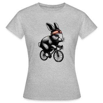 Radfahrendes Häschen - Frauen T-Shirt - Grau meliert - Vorne - AI Model Female 172 dark (172cm)