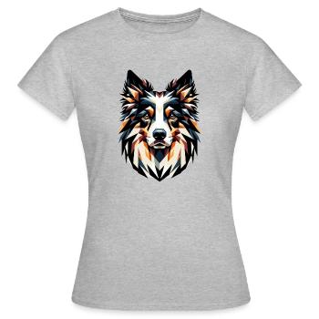 Geometric Border Collie: Canine Mosaic Art - Women's T-Shirt - heather grey - Front - AI Model Female 172 dark (172cm)
