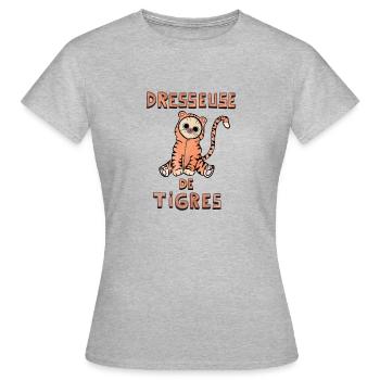 Dresseuse de tigres - T-shirt Femme - gris chiné - Devant - AI Model Female 172 dark (172cm)