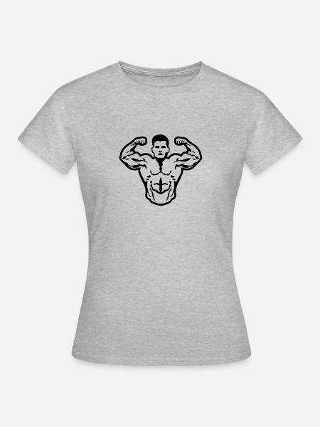 Bodybuilder muscle pose biceps - Women's T-Shirt - heather grey