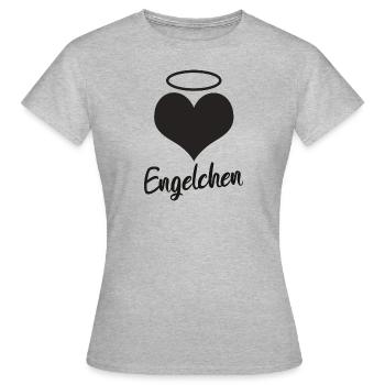 Herz Engelchen Heiligenschein - Frauen T-Shirt - Grau meliert - Vorne - AI Model Female 172 dark (172cm)