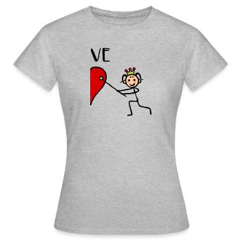 Couple partenaire chemise Mme Princesse Coeur Amour - T-shirt Femme - gris chiné - Devant - AI Model Female 172 dark (172cm)