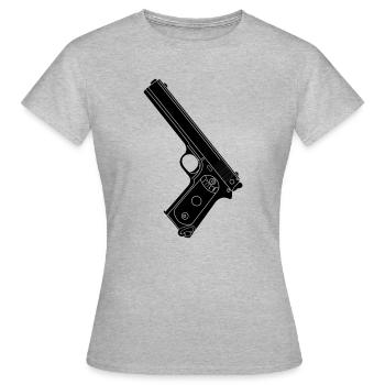 Pistolet militaire 38 Colt - T-shirt Femme - gris chiné - Devant - AI Model Female 172 dark (172cm)