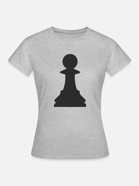 Schach-Chip - Frauen T-Shirt - Grau meliert