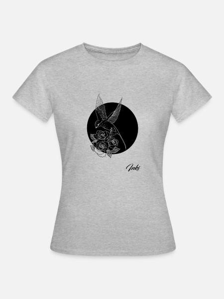 Rosa Vogel - Frauen T-Shirt - Grau meliert
