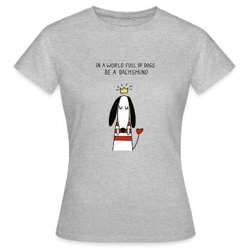 DACHSHUND TECKEL DACHSHUND LOVE DAGGEL - Women's T-Shirt - heather grey - Front - AI Model Female 172 dark (172cm)