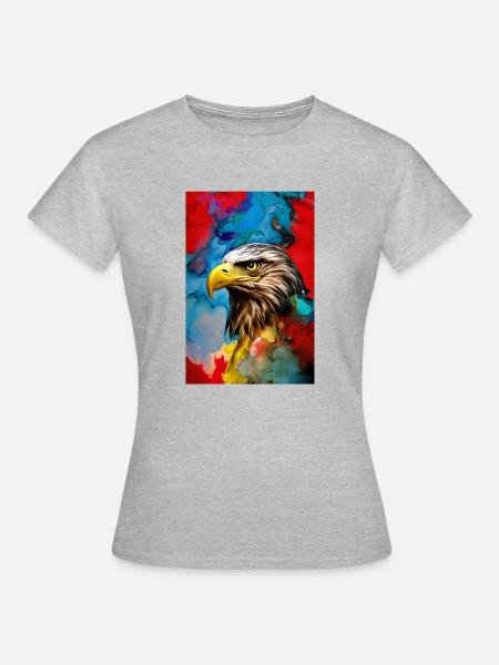 Design eines Adlers - Frauen T-Shirt - Grau meliert