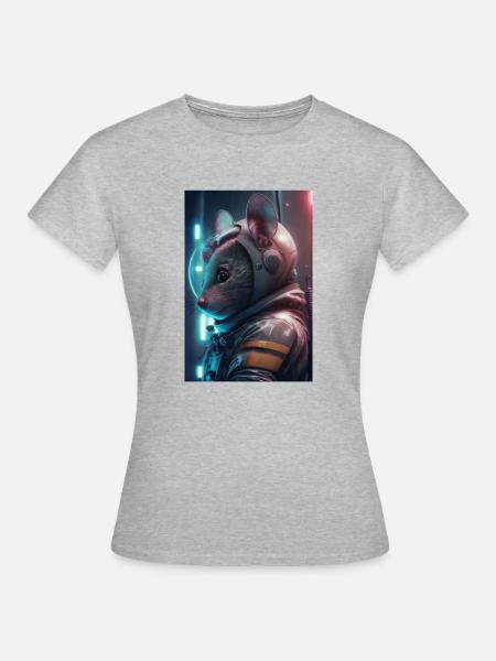 Maus im weltall - Frauen T-Shirt - Grau meliert