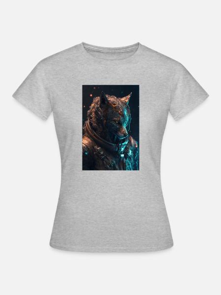 wolf im weltall - Frauen T-Shirt - Grau meliert