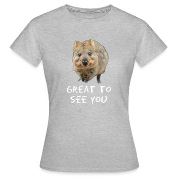 Quokka - Friendly - Frauen T-Shirt - Grau meliert - Vorne - AI Model Female 172 dark (172cm)