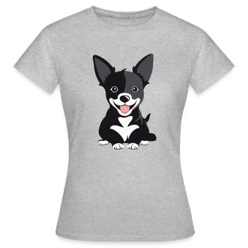 Chiot chien heureux avec la langue tendue - T-shirt Femme - gris chiné - Devant - AI Model Female 172 dark (172cm)