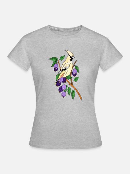 Bunter Vogel - Frauen T-Shirt - Grau meliert