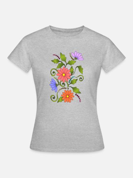 Blumen - Frauen T-Shirt - Grau meliert