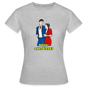 Döner oder Pizza? - Frauen T-Shirt - Grau meliert - Vorne - AI Model Female 172 dark (172cm)