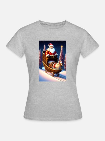 Isometrischer Weihnachtsmann-Schlitten - Frauen T-Shirt - Grau meliert
