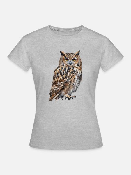 Eule - Frauen T-Shirt - Grau meliert
