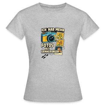 Ich hab mehr Fotos als Erinnerungen - Frauen T-Shirt - Grau meliert - Vorne - AI Model Female 172 dark (172cm)