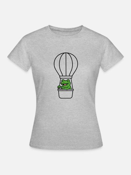Frosch im Ballon - Frauen T-Shirt - Grau meliert