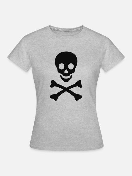Totenkopf - Frauen T-Shirt - Grau meliert