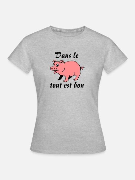 bon cochon - T-shirt Femme - gris chiné