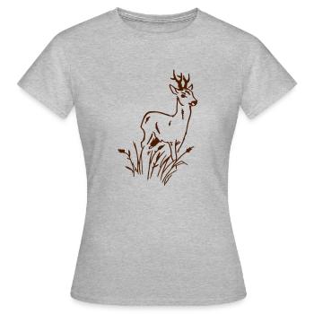 Chevreuil - T-shirt Femme - gris chiné - Devant - AI Model Female 172 dark (172cm)