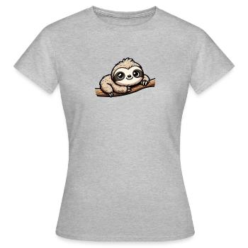 Faultier auf Ast - Frauen T-Shirt - Grau meliert - Vorne - AI Model Female 172 dark (172cm)