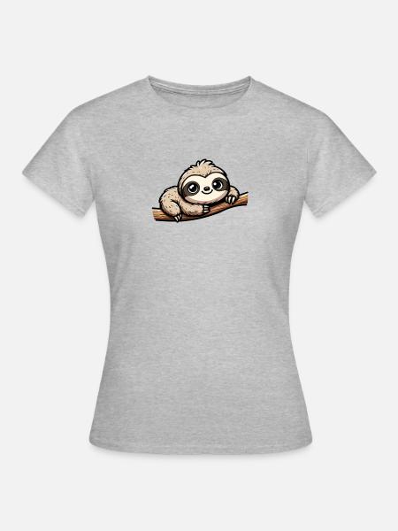 Faultier auf Ast - Frauen T-Shirt - Grau meliert