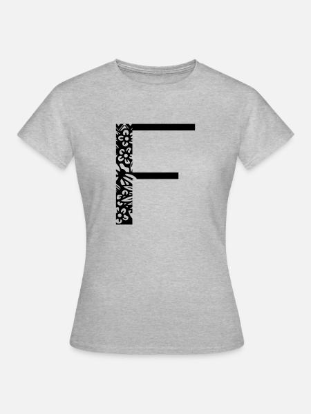 Buchstabe F - Frauen T-Shirt - Grau meliert