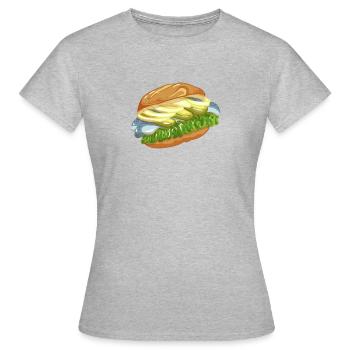Bismarck Hering Fischbrötchen Fischmarkt Hamburg - Frauen T-Shirt - Grau meliert - Vorne - AI Model Female 172 dark (172cm)