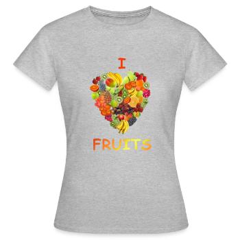 I Love Fruits - Frauen T-Shirt - Grau meliert - Vorne - AI Model Female 172 dark (172cm)