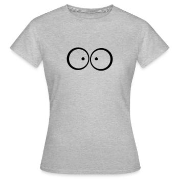 Yeux anxieux caricature bleu qui louche - T-shirt Femme - gris chiné - Devant - AI Model Female 172 dark (172cm)