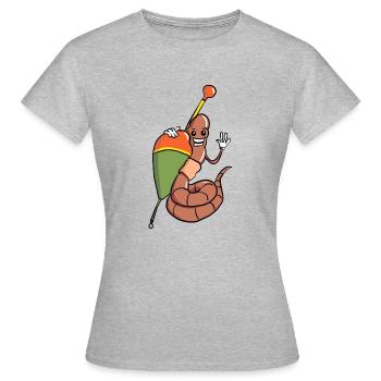 Regenwurm - Frauen T-Shirt - Grau meliert - Vorne - AI Model Female 172 dark (172cm)
