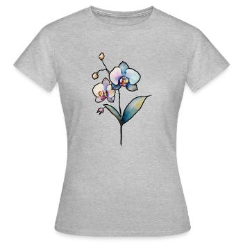 Orchidee - Frauen T-Shirt - Grau meliert - Vorne - AI Model Female 172 dark (172cm)