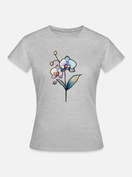 Orchidee - Frauen T-Shirt - Grau meliert
