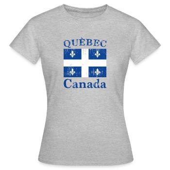 Québec Flag Vintage - Frauen T-Shirt - Grau meliert - Vorne - AI Model Female 172 dark (172cm)