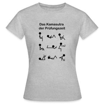 Kamasutra der Prüfungszeit für Abi,Uni,Hochschule - Frauen T-Shirt - Grau meliert - Vorne - AI Model Female 172 dark (172cm)